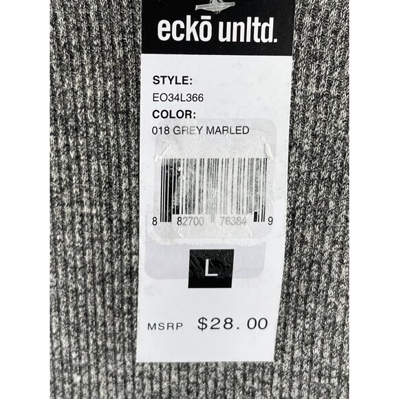 Ecko Unltd. Mens  Size L Grey Marled Long Sleeve Crewneck Thermal Shirt - Picture 7 of 11